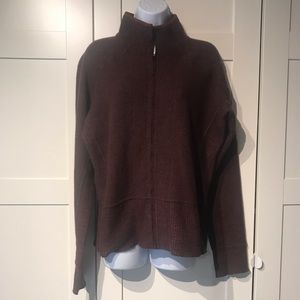 Mountain Hardwear wool blend deep wine cardigan L